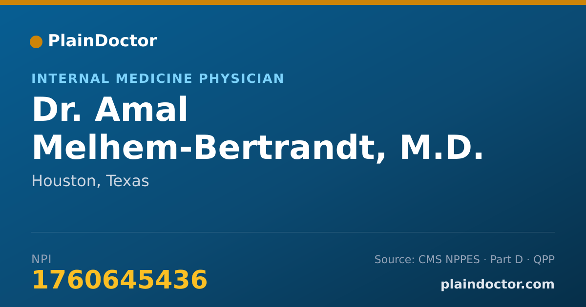 Shareable card for Amal Melhem-Bertrandt, M.D. - Internal Medicine Physician, Houston, TX