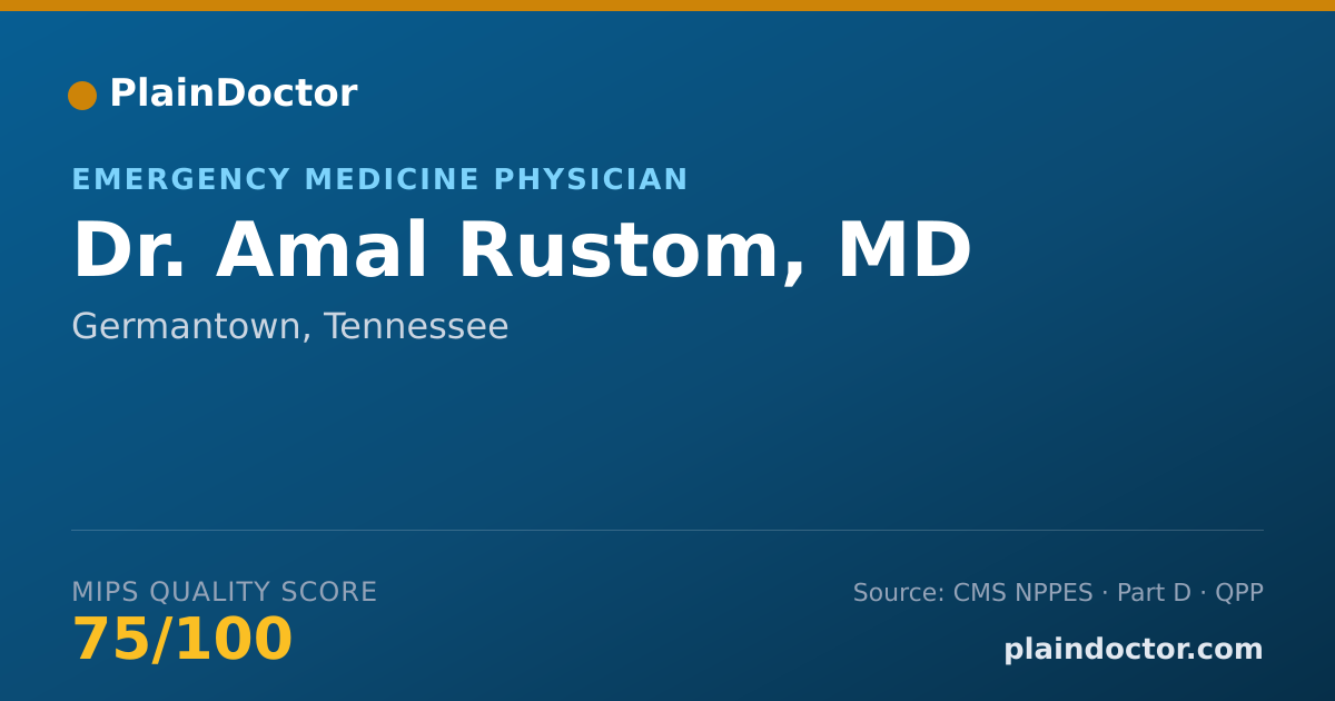 Shareable card for Amal Rustom, MD - Emergency Medicine Physician, Germantown, TN