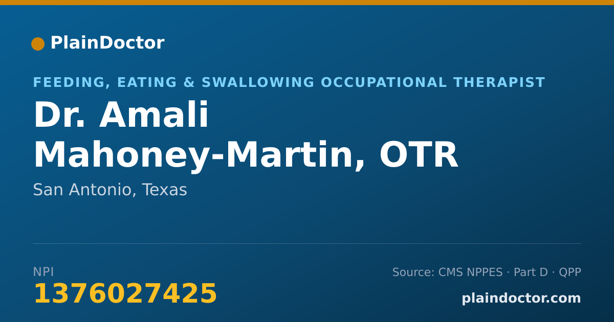 Shareable card for Amali Mahoney-Martin, OTR - Feeding, Eating & Swallowing Occupational Therapist, San Antonio, TX