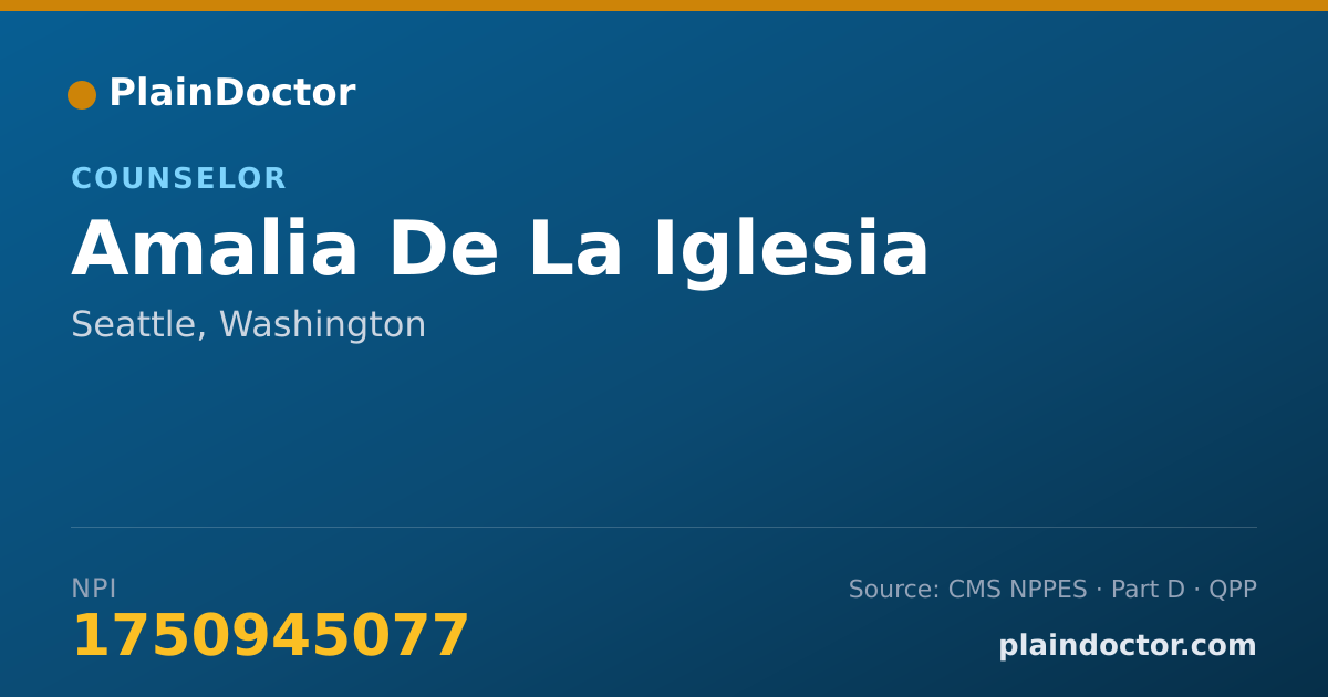 Shareable card for Amalia De La Iglesia - Counselor, Seattle, WA