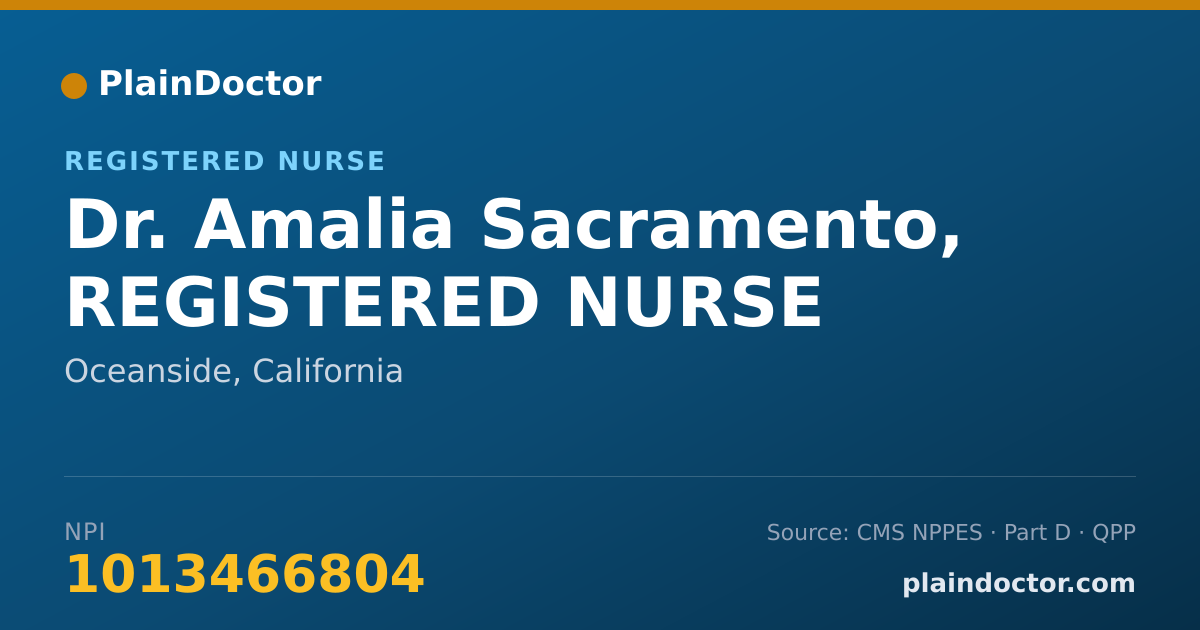 Shareable card for Amalia Sacramento, REGISTERED NURSE - Registered Nurse, Oceanside, CA