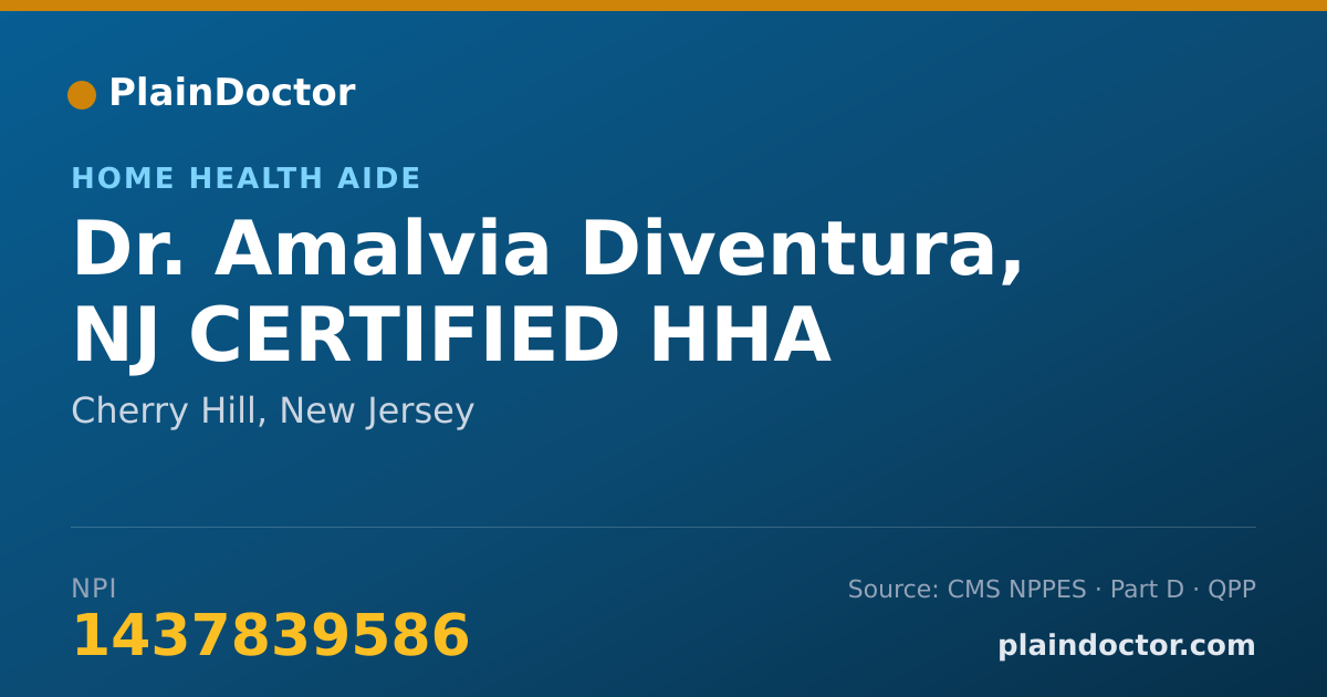 Shareable card for Amalvia Diventura, NJ CERTIFIED HHA - Home Health Aide, Cherry Hill, NJ