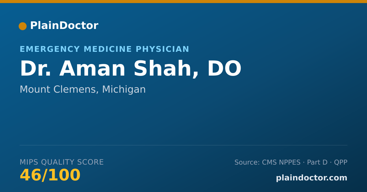 Shareable card for Aman Shah, DO - Emergency Medicine Physician, Mount Clemens, MI