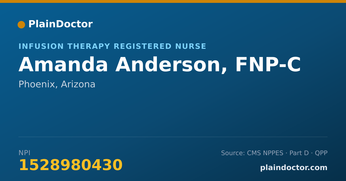 Shareable card for Amanda Anderson, FNP-C - Infusion Therapy Registered Nurse, Phoenix, AZ