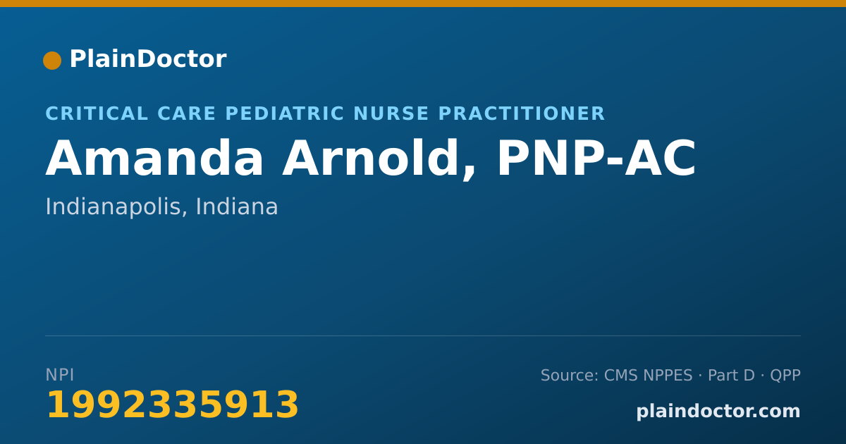Shareable card for Amanda Arnold, PNP-AC - Critical Care Pediatric Nurse Practitioner, Indianapolis, IN