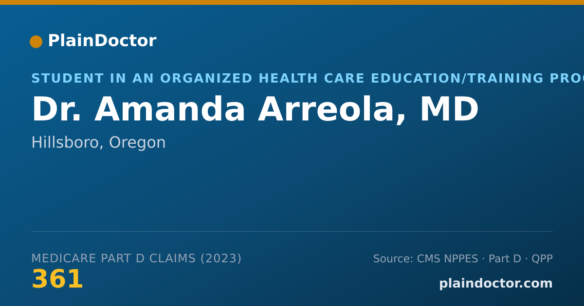 Shareable card for Amanda Arreola, MD - Student in an Organized Health Care Education/Training Program, Hillsboro, OR