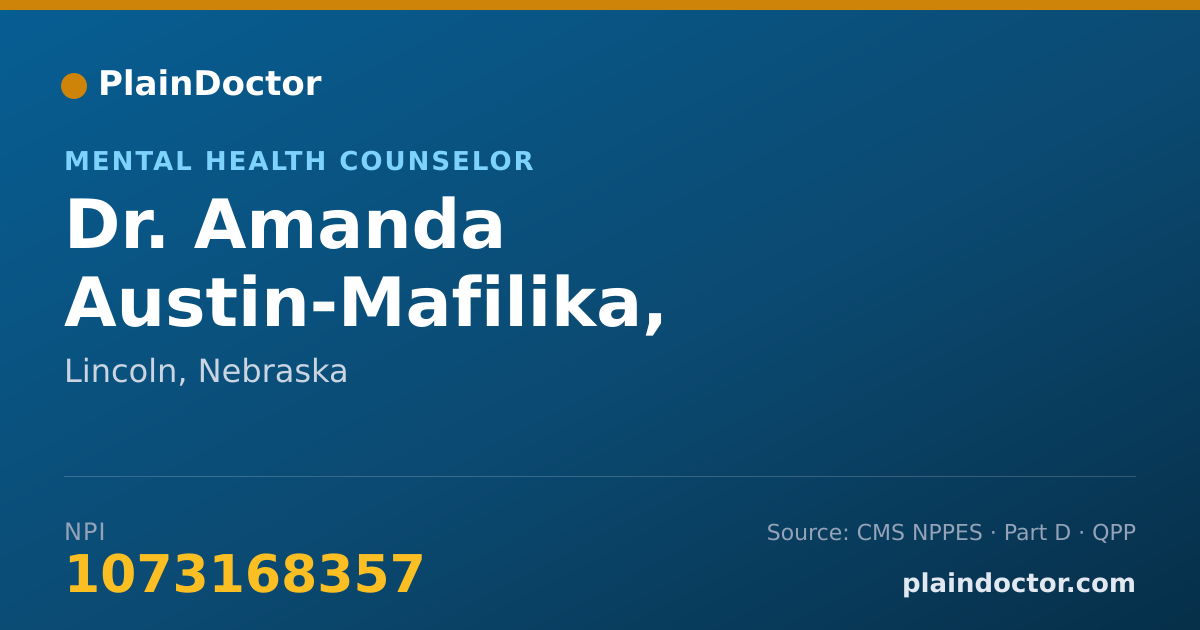 Shareable card for Amanda Austin-Mafilika, LIMHP, LADC, LPC - Mental Health Counselor, Lincoln, NE