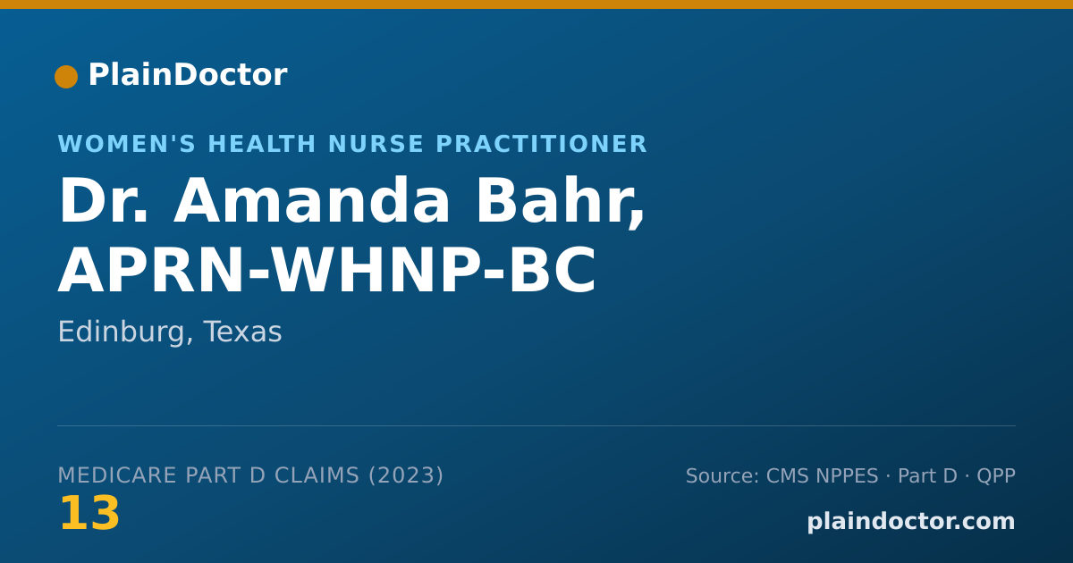 Shareable card for Amanda Bahr, APRN-WHNP-BC - Women's Health Nurse Practitioner, Edinburg, TX