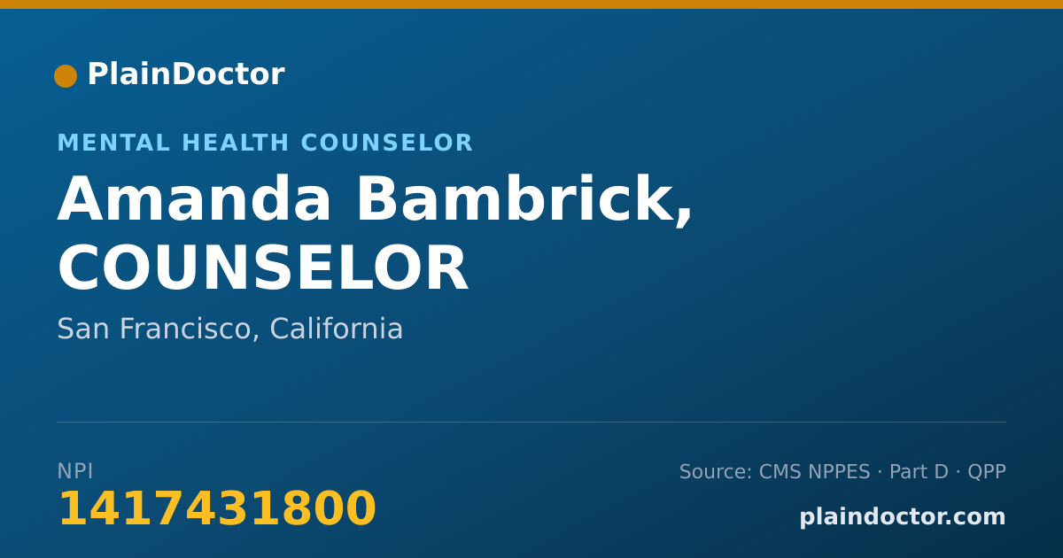 Shareable card for Amanda Bambrick, COUNSELOR - Mental Health Counselor, San Francisco, CA