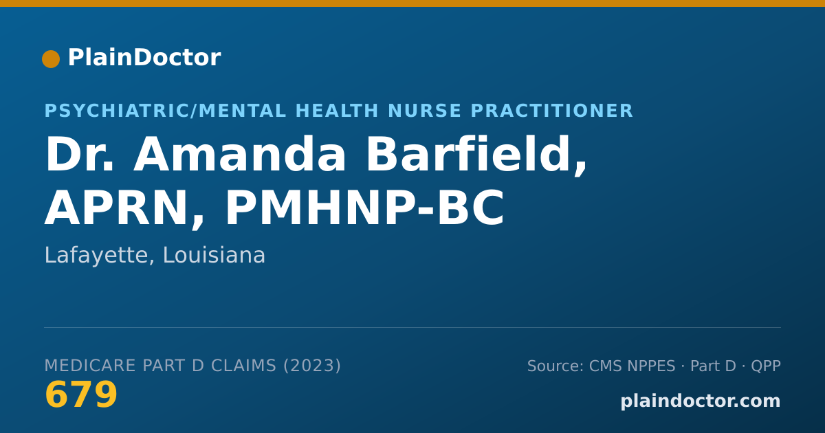 Shareable card for Amanda Barfield, APRN, PMHNP-BC - Psychiatric/Mental Health Nurse Practitioner, Lafayette, LA