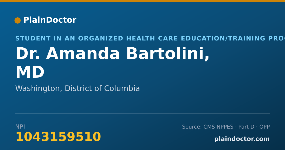 Shareable card for Amanda Bartolini, MD - Student in an Organized Health Care Education/Training Program, Washington, DC