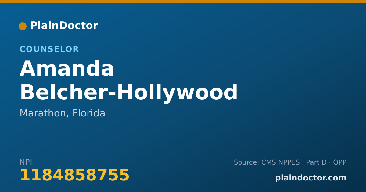 Shareable card for Amanda Belcher-Hollywood - Counselor, Marathon, FL