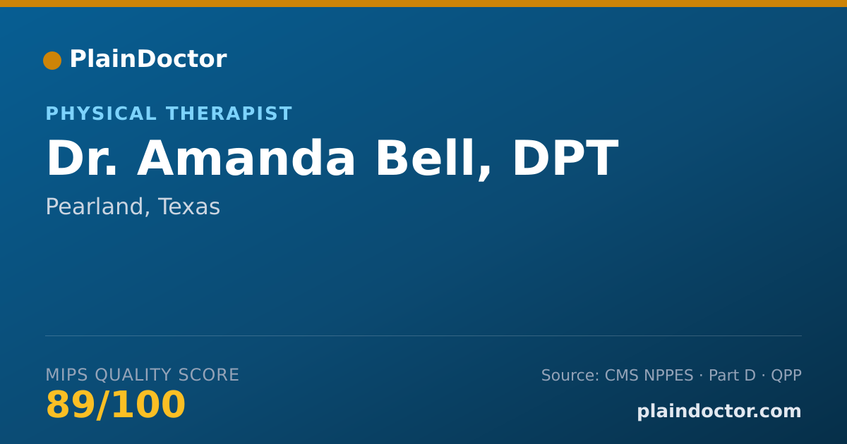 Shareable card for Amanda Bell, DPT - Physical Therapist, Pearland, TX