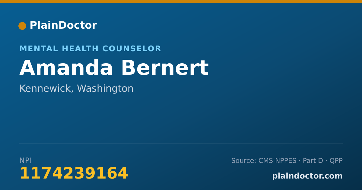 Shareable card for Amanda Bernert - Mental Health Counselor, Kennewick, WA