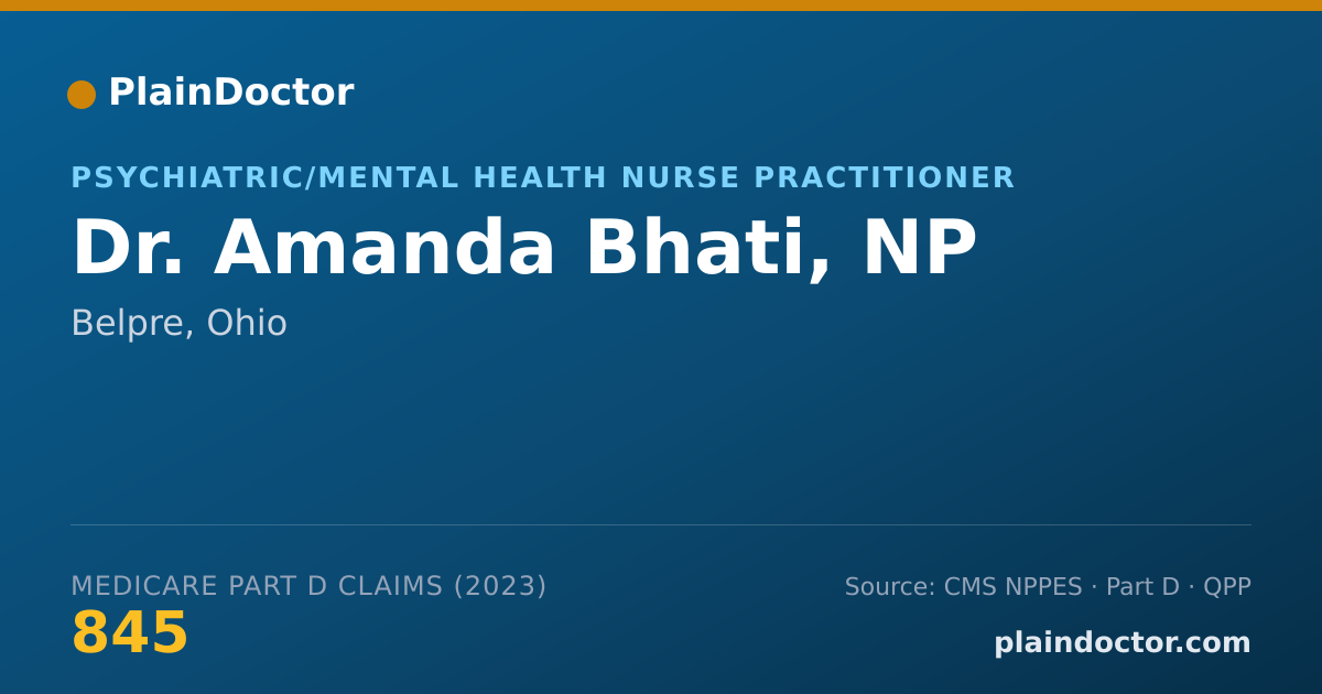 Shareable card for Amanda Bhati, NP - Psychiatric/Mental Health Nurse Practitioner, Belpre, OH