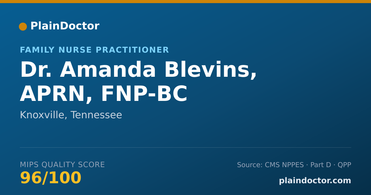 Shareable card for Amanda Blevins, APRN, FNP-BC - Family Nurse Practitioner, Knoxville, TN