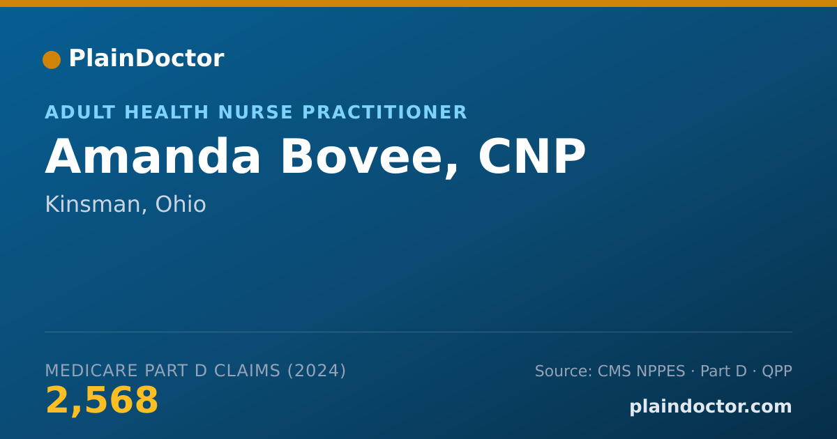 Shareable card for Amanda Bovee, CNP - Adult Health Nurse Practitioner, Kinsman, OH