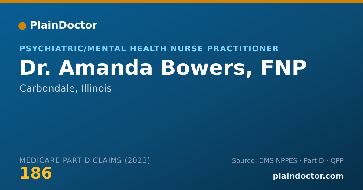 Shareable card for Amanda Bowers, FNP - Psychiatric/Mental Health Nurse Practitioner, Carbondale, IL
