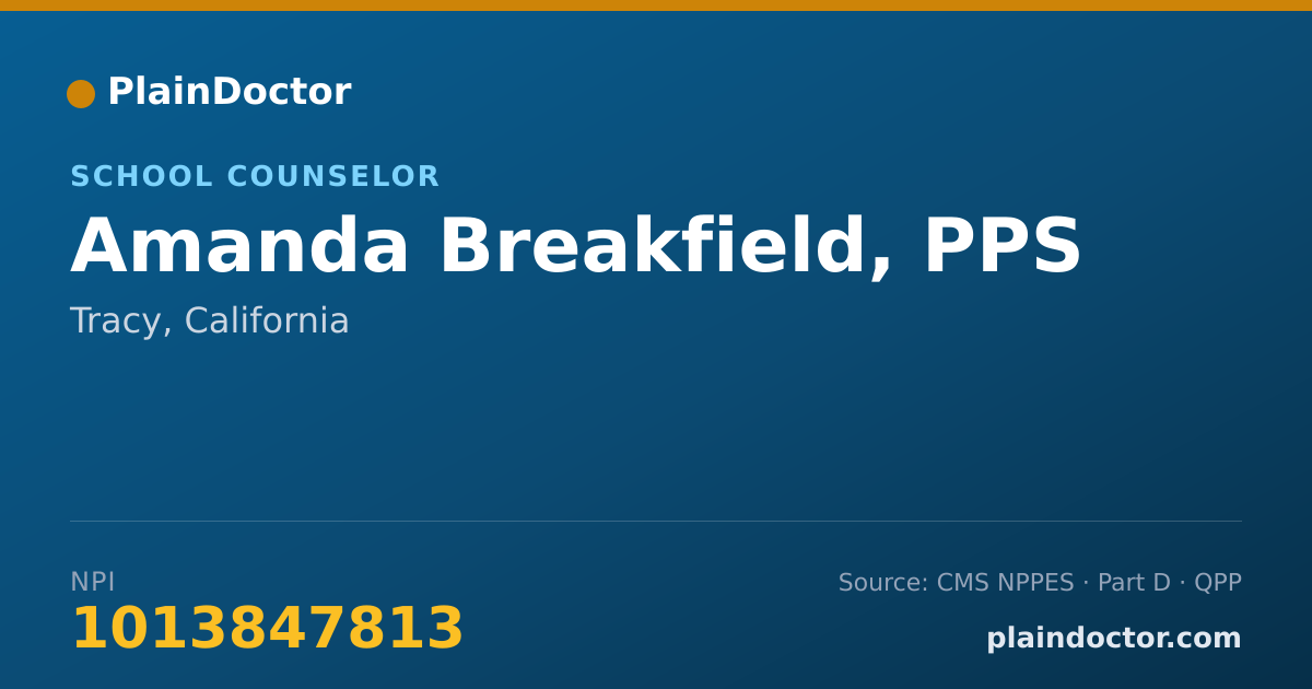 Shareable card for Amanda Breakfield, PPS - School Counselor, Tracy, CA