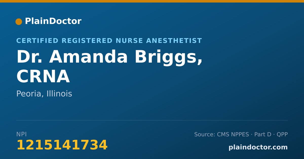 Shareable card for Amanda Briggs, CRNA - Certified Registered Nurse Anesthetist, Peoria, IL