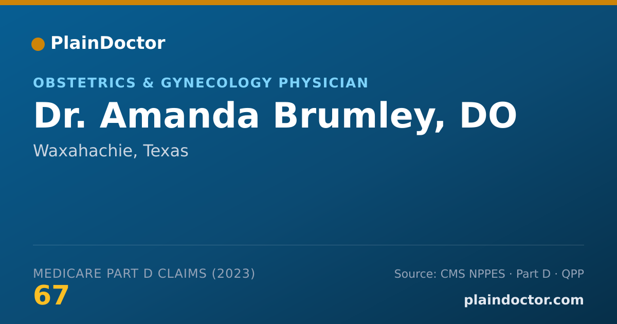 Shareable card for Amanda Brumley, DO - Obstetrics & Gynecology Physician, Waxahachie, TX