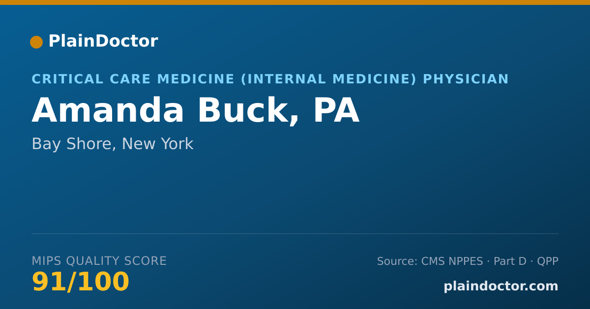 Shareable card for Amanda Buck, PA - Critical Care Medicine (Internal Medicine) Physician, Bay Shore, NY