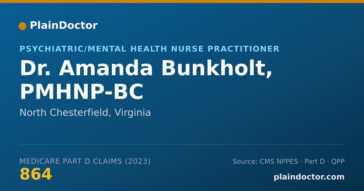 Shareable card for Amanda Bunkholt, PMHNP-BC - Psychiatric/Mental Health Nurse Practitioner, North Chesterfield, VA