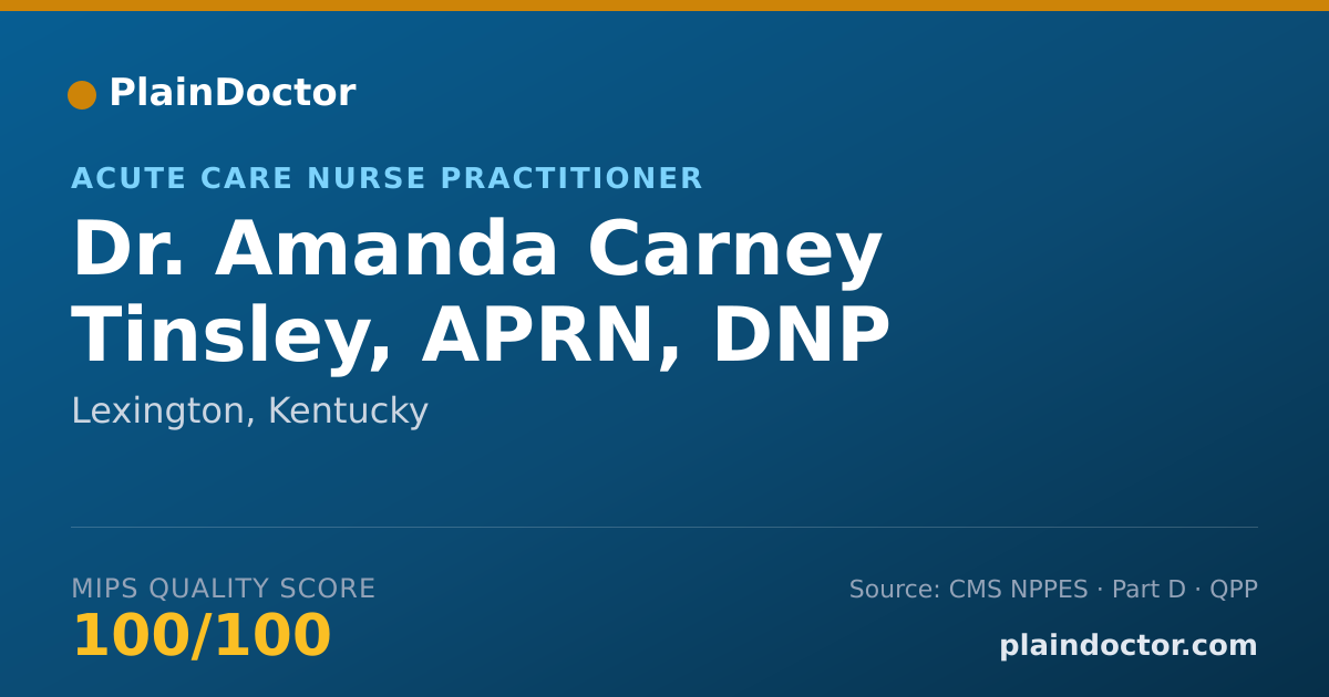 Shareable card for Amanda Carney Tinsley, APRN, DNP - Acute Care Nurse Practitioner, Lexington, KY