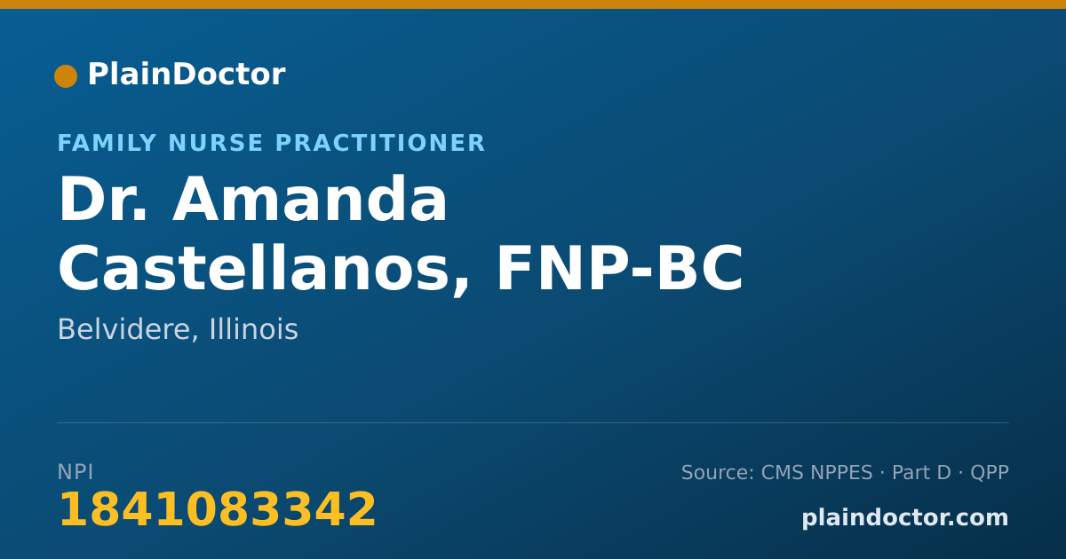 Shareable card for Amanda Castellanos, FNP-BC - Family Nurse Practitioner, Belvidere, IL