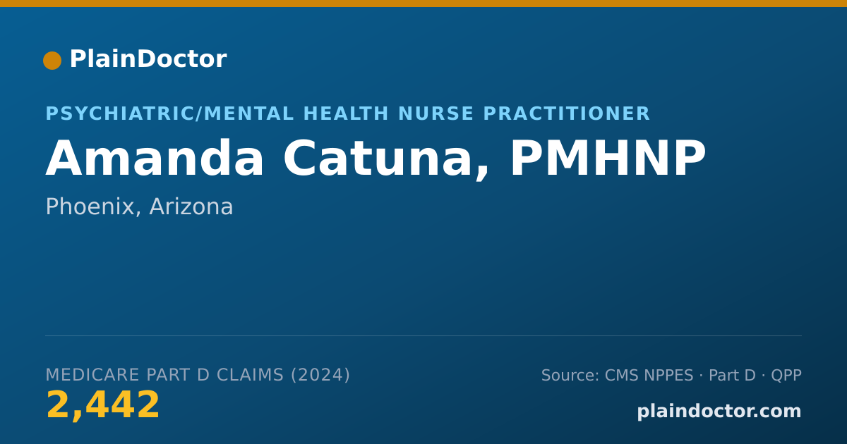 Shareable card for Amanda Catuna, PMHNP - Psychiatric/Mental Health Nurse Practitioner, Phoenix, AZ