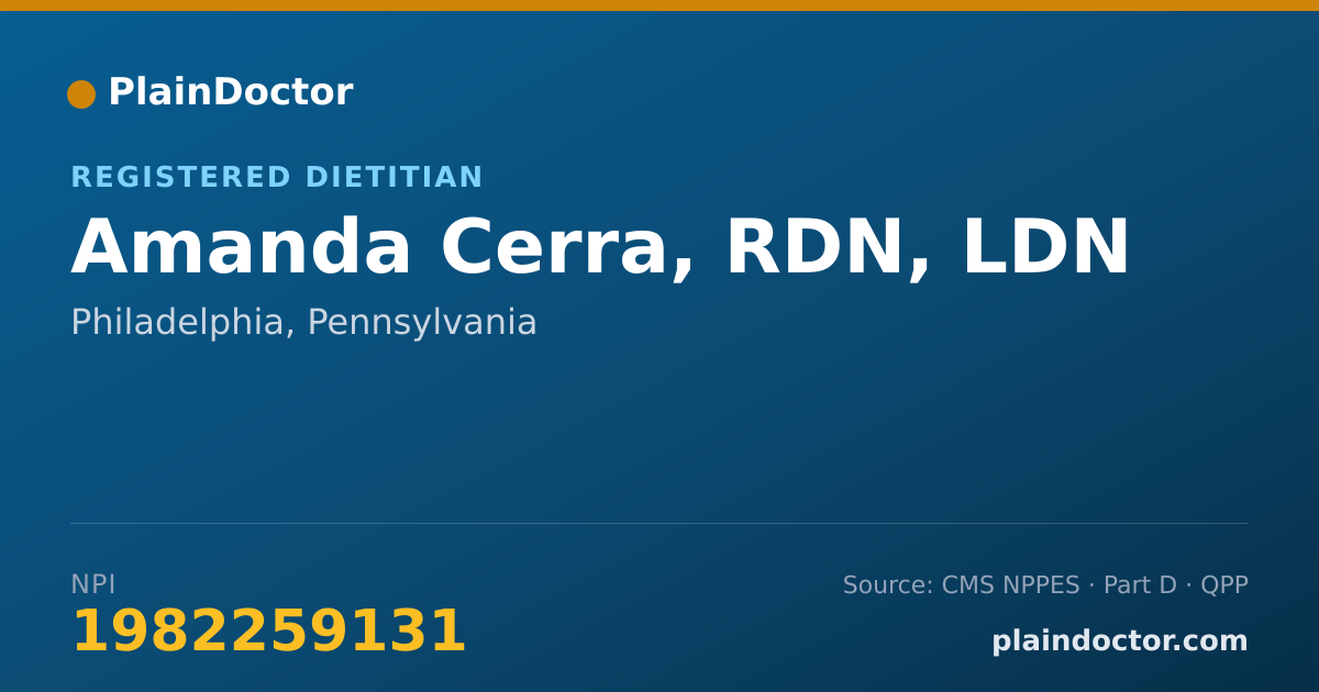 Shareable card for Amanda Cerra, RDN, LDN - Registered Dietitian, Philadelphia, PA