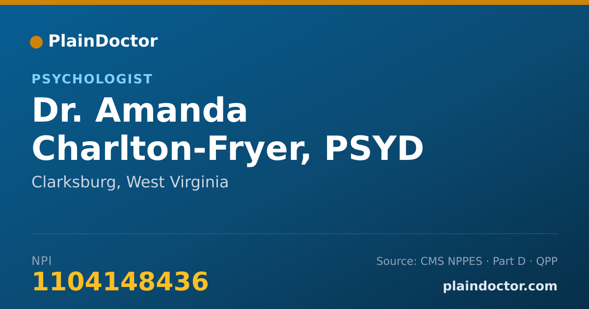 Shareable card for Amanda Charlton-Fryer, PSYD - Psychologist, Clarksburg, WV