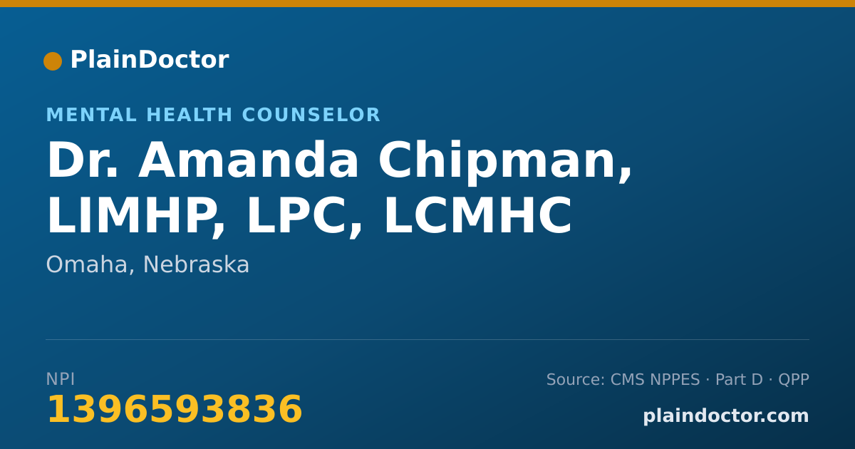 Shareable card for Amanda Chipman, LIMHP, LPC, LCMHC - Mental Health Counselor, Omaha, NE