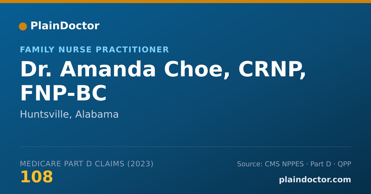 Shareable card for Amanda Choe, CRNP, FNP-BC - Family Nurse Practitioner, Huntsville, AL