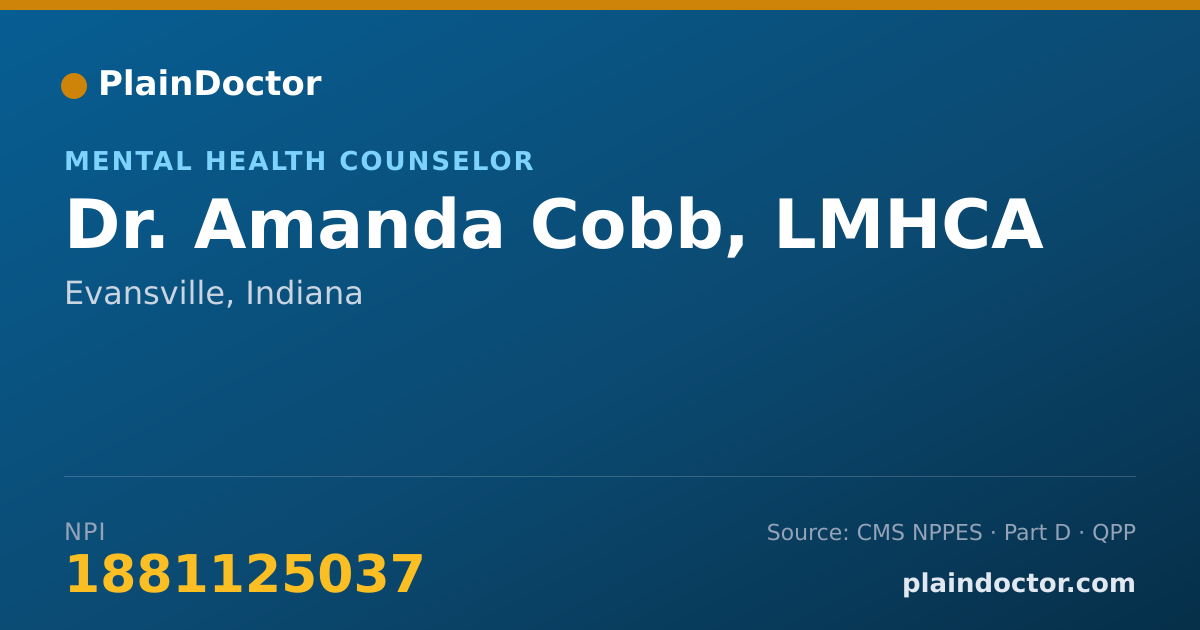 Shareable card for Amanda Cobb, LMHCA - Mental Health Counselor, Evansville, IN