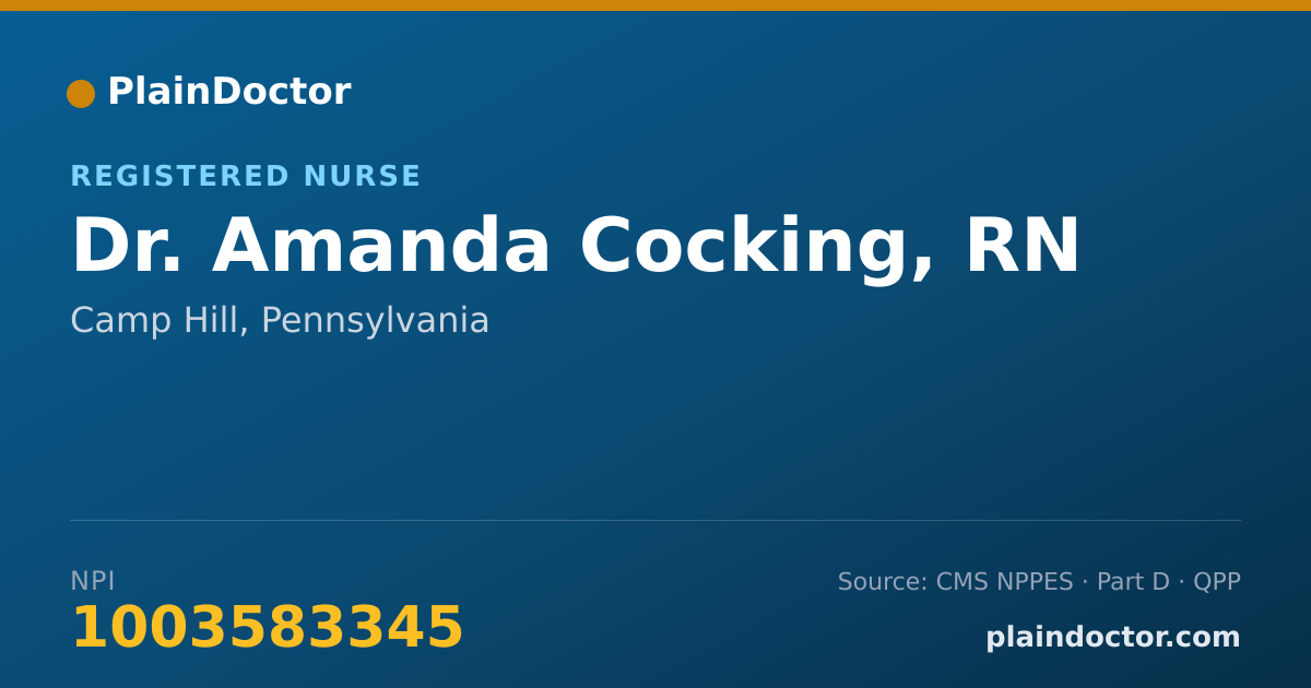Shareable card for Amanda Cocking, RN - Registered Nurse, Camp Hill, PA