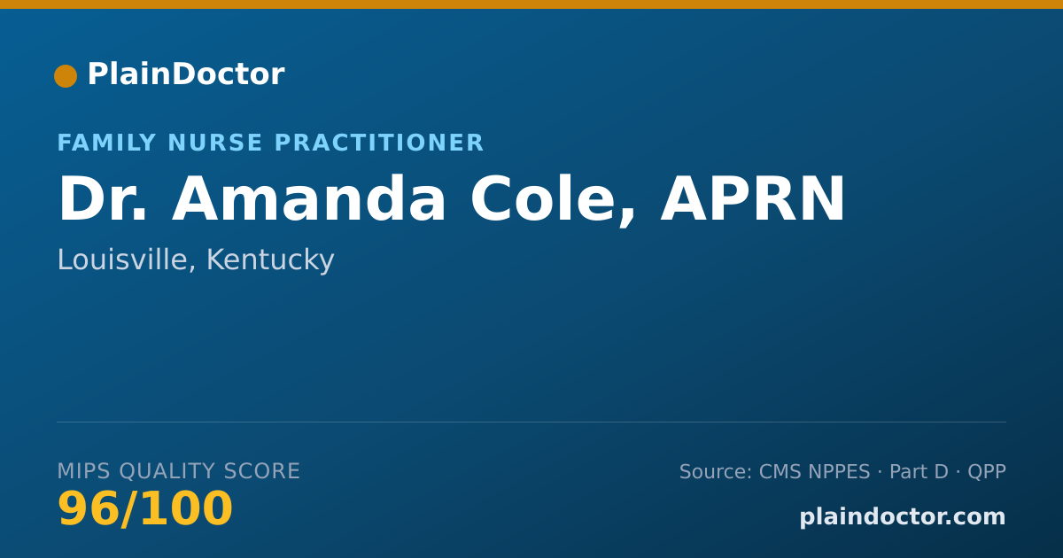 Shareable card for Amanda Cole, APRN - Family Nurse Practitioner, Louisville, KY