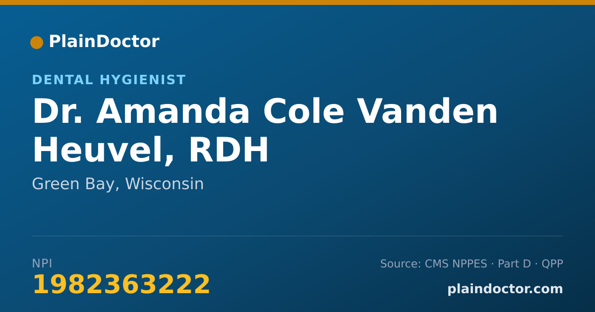 Shareable card for Amanda Cole Vanden Heuvel, RDH - Dental Hygienist, Green Bay, WI