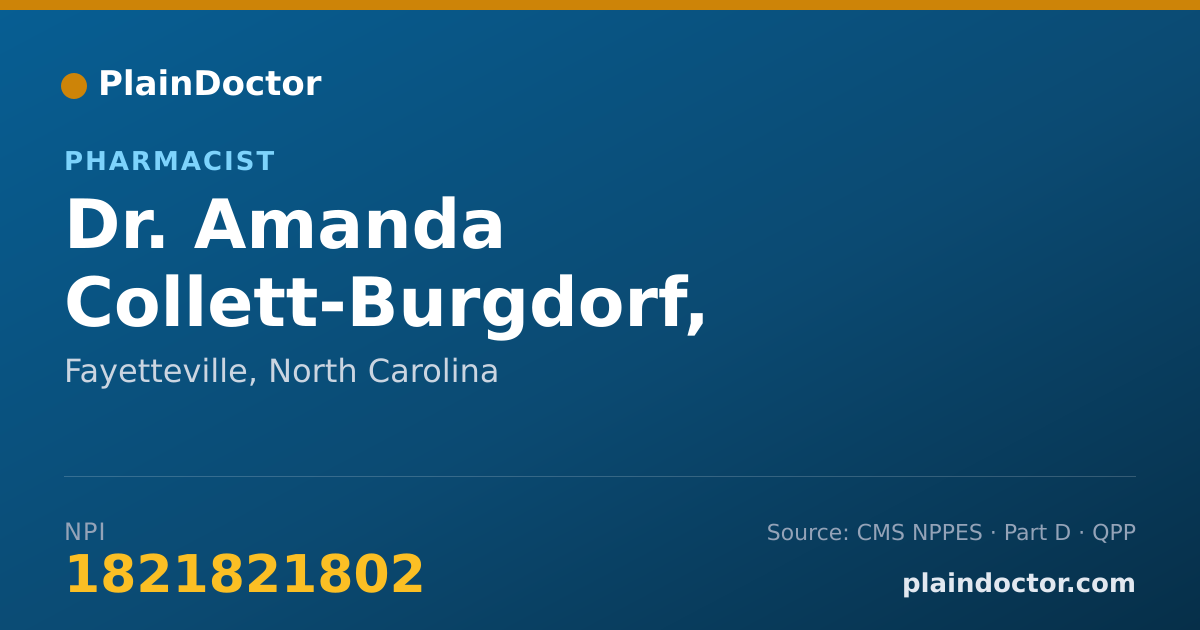 Shareable card for Amanda Collett-Burgdorf, PHARMD - Pharmacist, Fayetteville, NC