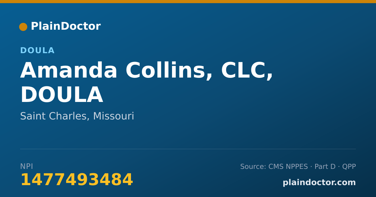 Shareable card for Amanda Collins, CLC, DOULA - Lactation Consultant (Non-RN), Saint Charles, MO