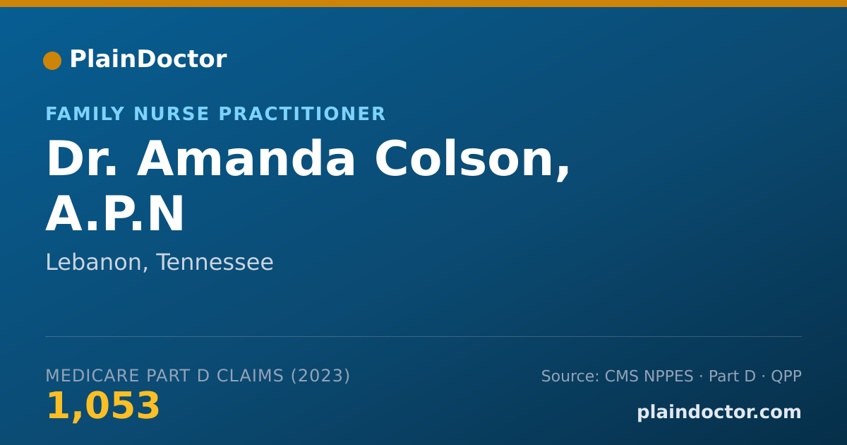 Shareable card for Amanda Colson, A.P.N - Family Nurse Practitioner, Lebanon, TN