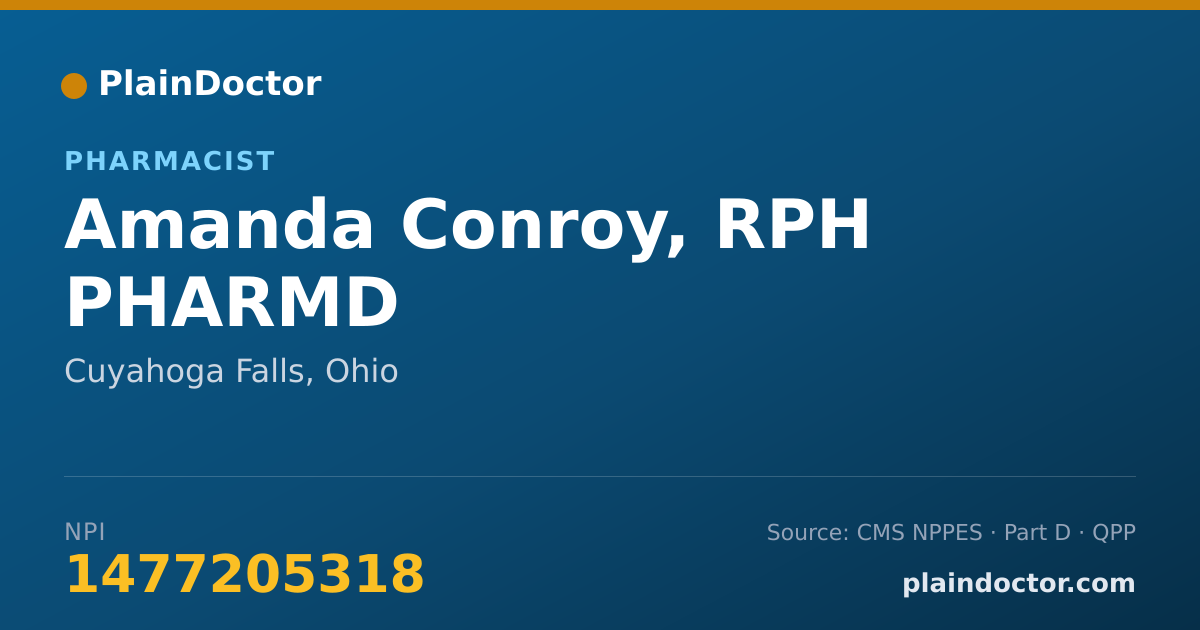 Shareable card for Amanda Conroy, RPH PHARMD - Pharmacist, Cuyahoga Falls, OH