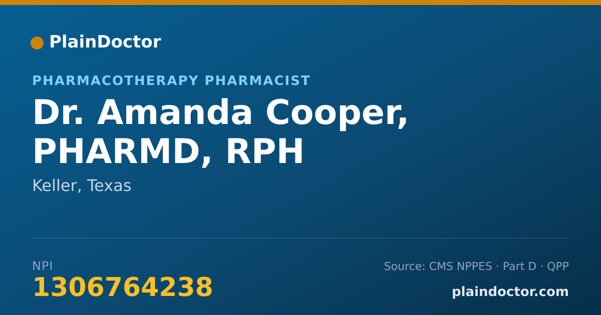 Shareable card for Amanda Cooper, PHARMD, RPH - Pharmacotherapy Pharmacist, Keller, TX