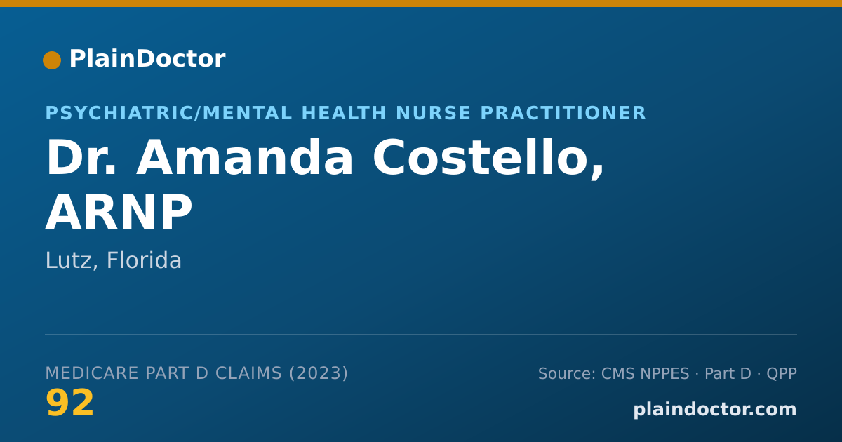 Shareable card for Amanda Costello, ARNP - Psychiatric/Mental Health Nurse Practitioner, Lutz, FL