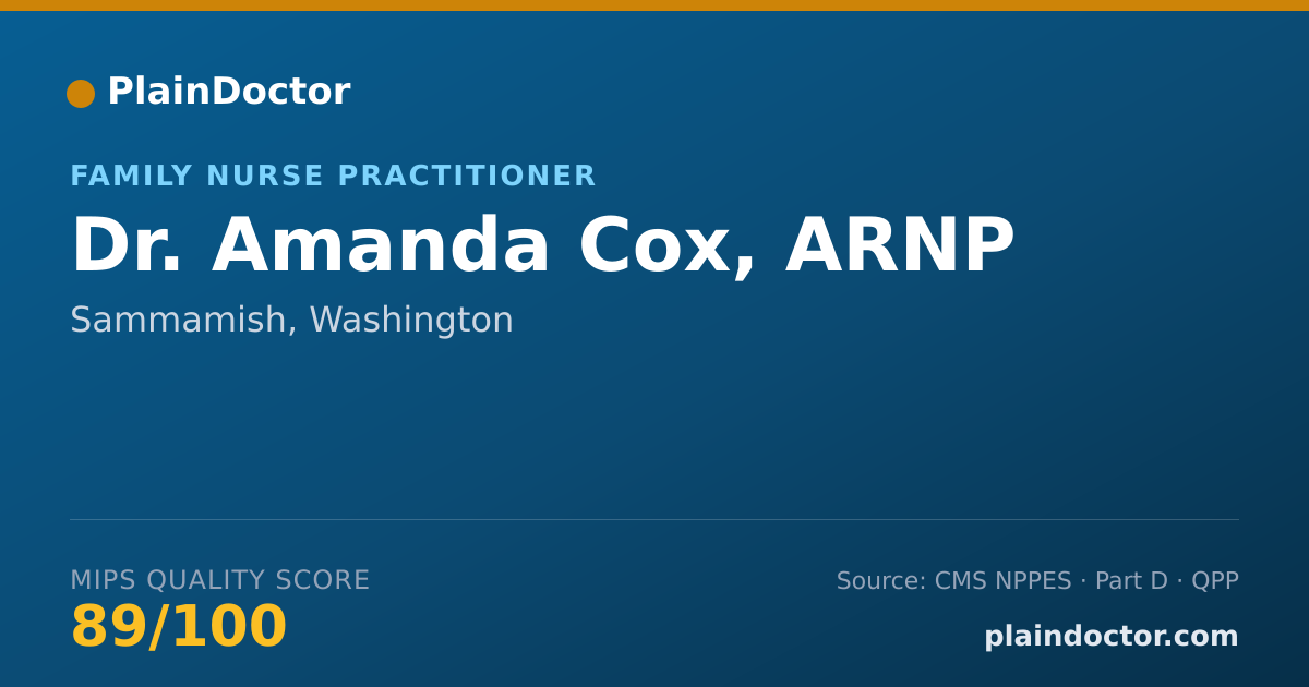 Shareable card for Amanda Cox, ARNP - Family Nurse Practitioner, Sammamish, WA