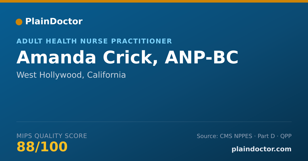 Shareable card for Amanda Crick, ANP-BC - Adult Health Nurse Practitioner, West Hollywood, CA