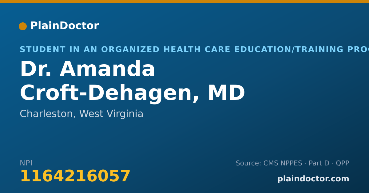 Shareable card for Amanda Croft-Dehagen, MD - Student in an Organized Health Care Education/Training Program, Charleston, WV