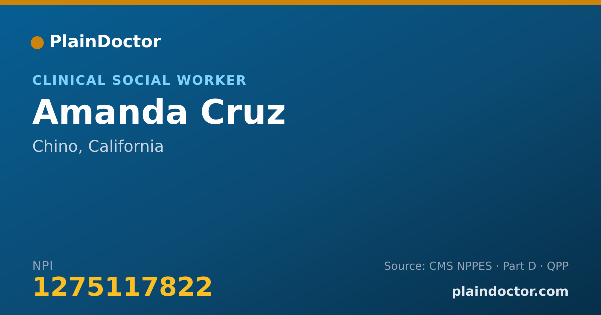 Shareable card for Amanda Cruz - Clinical Social Worker, Chino, CA
