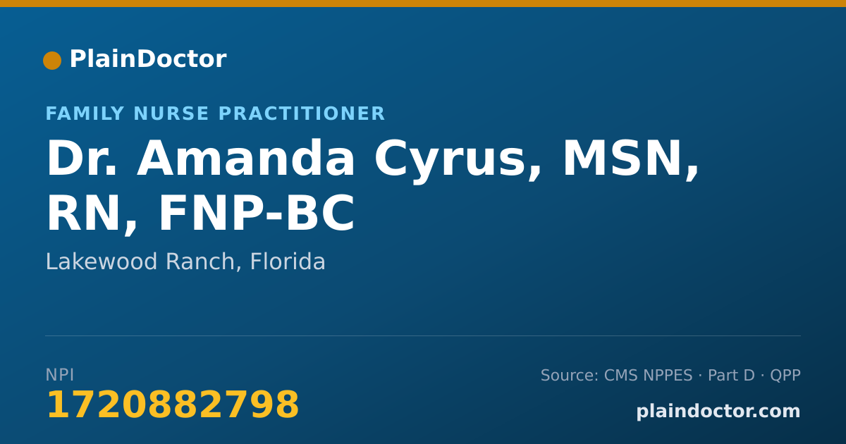Shareable card for Amanda Cyrus, MSN, RN, FNP-BC - Family Nurse Practitioner, Lakewood Ranch, FL