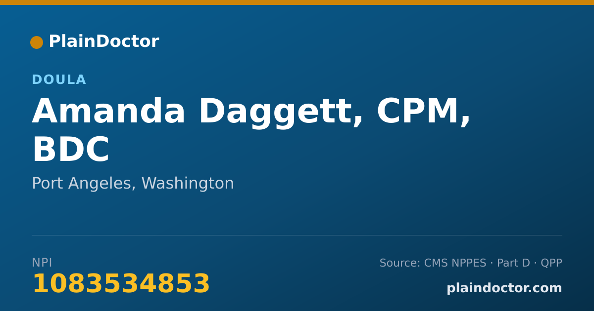 Shareable card for Amanda Daggett, CPM, BDC - Doula, Port Angeles, WA